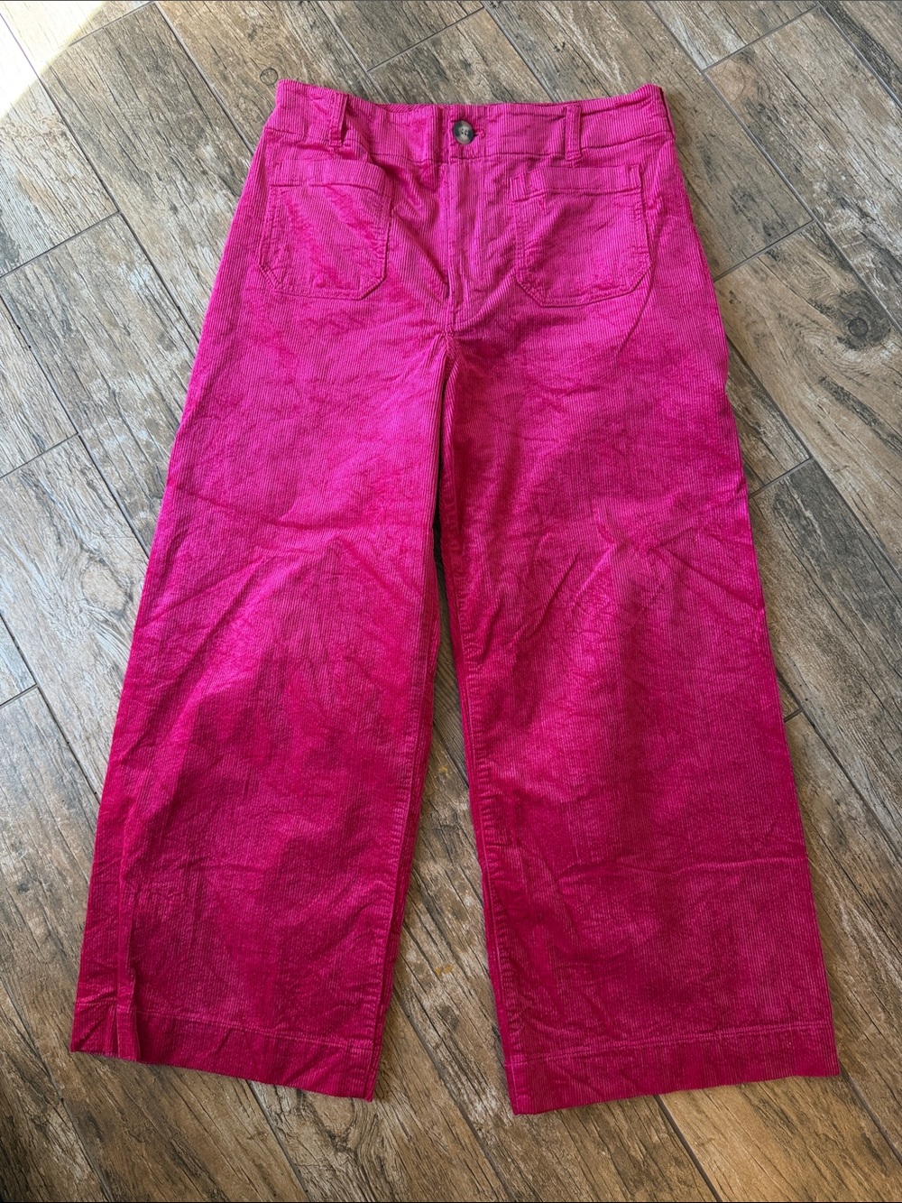 Anthropologie Maeve The Colette Cropped Corduroy Wide Leg Pants Size 32 pink